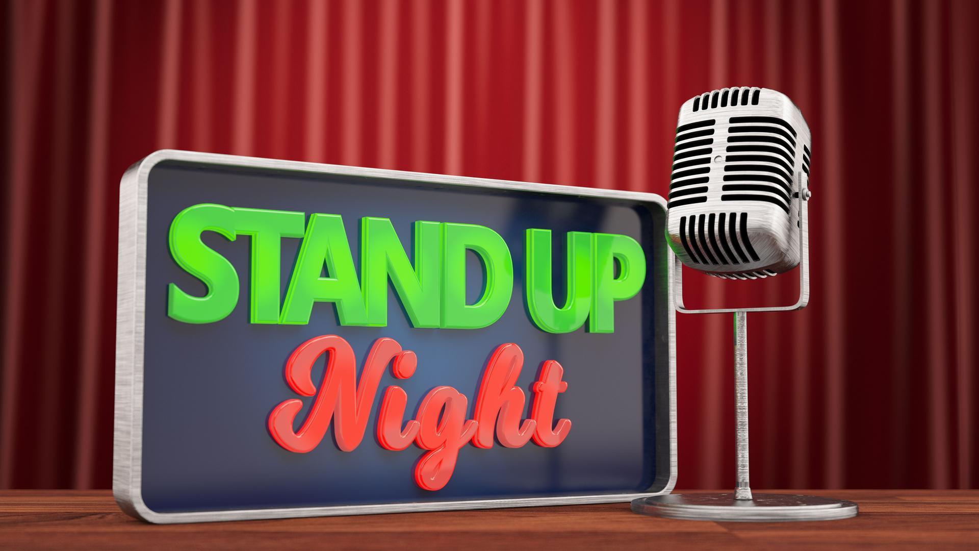 Stand Up Night Sign with a Retro Microphone